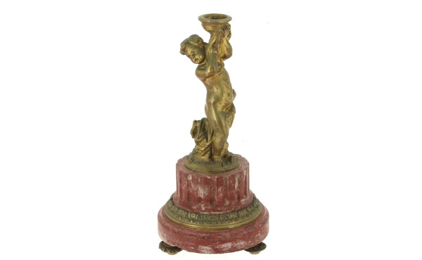 Bougeoir en marbre rouge et bronze doré 