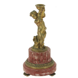 Bougeoir en marbre rouge et bronze doré 