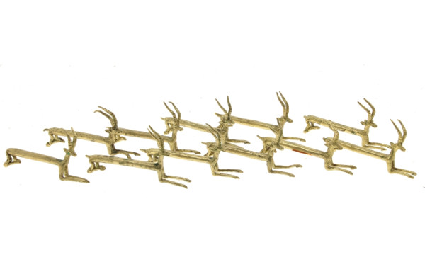 11 porte-couteaux en métal doré en forme