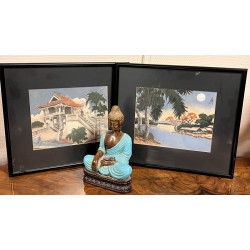 INDOCHINE - 2 peintures sur soie rapport