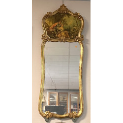 Miroir style trumeau à encadrement vert 