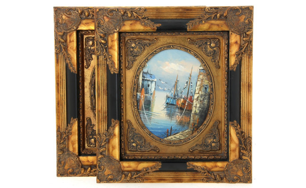 Paire de cadres rectangulaires à vue ova