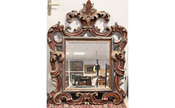 Miroir baroque italien en bois sculpté p