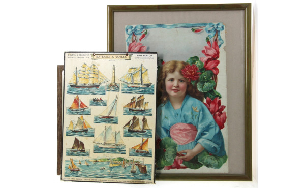 Lot de 3 chromolithographies dont 2 enca