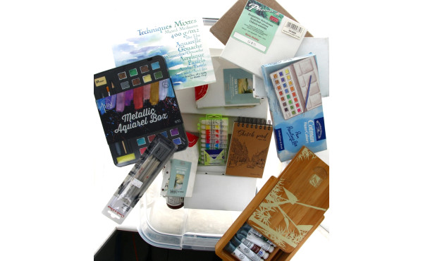 Matériel de peintre aquarelliste (caisse