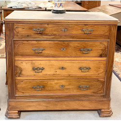 Commode 4 tiroirs en noyer plateau marbr