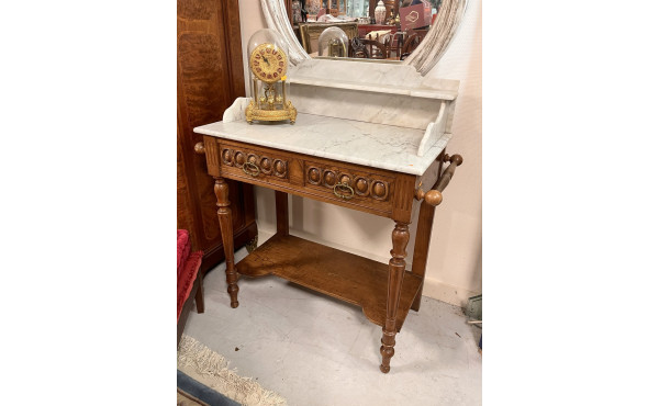 Table de toilette ancienne, plateau marb
