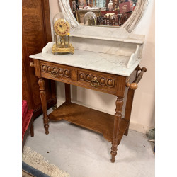 Table de toilette ancienne, plateau marb