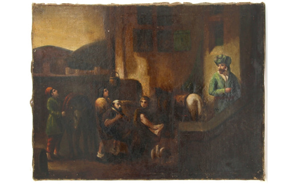 Ecole XIXème "Scène biblique", huile sur