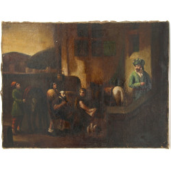 Ecole XIXème "Scène biblique", huile sur