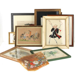 Lot de 12 petits tableaux et gravures, d