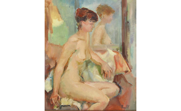 RAULT (Xxème) "Nu féminin au miroir", hu