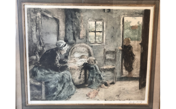 Franz CHARLET (1862-1928) - "Scène d'int