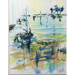 Ecole Xxème "Marine dans les tons bleus"