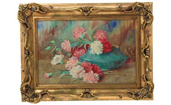 B. DUMINY (XIXè-Xxè) "Les œillets", aqua