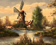 Ecole Xxe "Moulin" huile sur toile 100 x