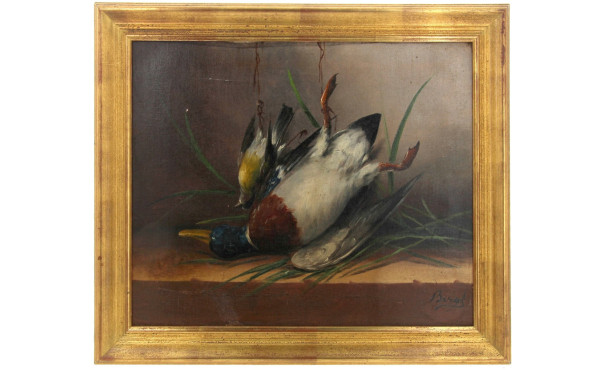 Ecole XIXème "Trophée de chasse", huile 