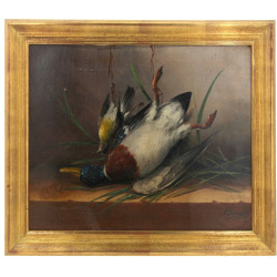 Ecole XIXème "Trophée de chasse", huile 