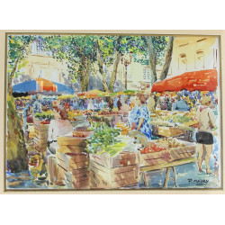 Pierre MAURY (Xxème) "Scène de marché en
