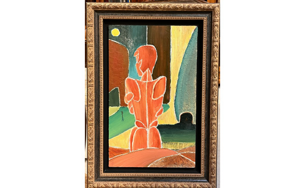 Ecole Xxe " Personnage coloré" huile sur