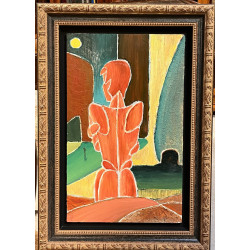 Ecole Xxe " Personnage coloré" huile sur