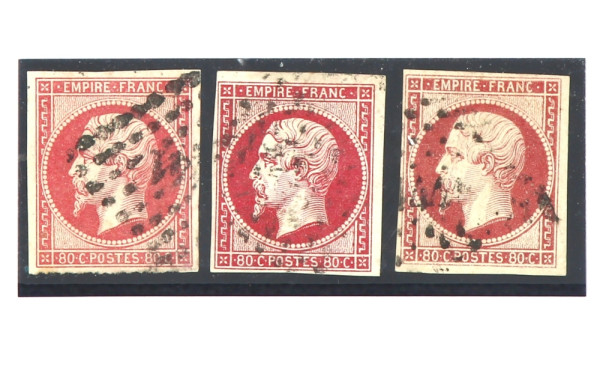 FRANCE - 3 TP n° 17 oblitérés losange PC