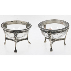 Paire de salerons anciens en métal argen