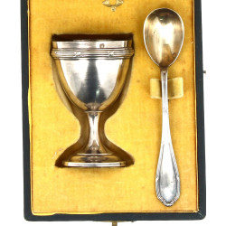 Coquetier et sa cuillère à œuf en argent
