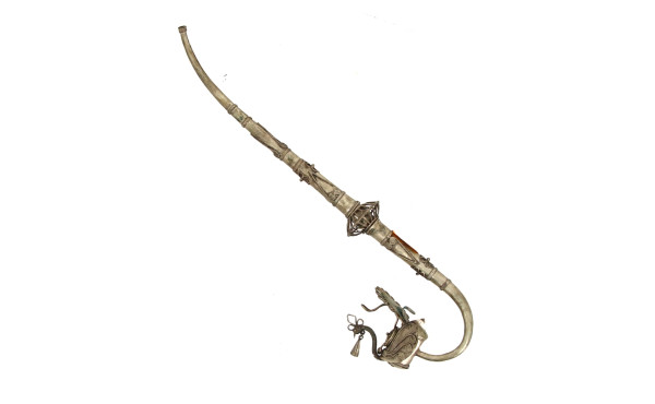 CHINE - Pipe à opium asiatique en alliag