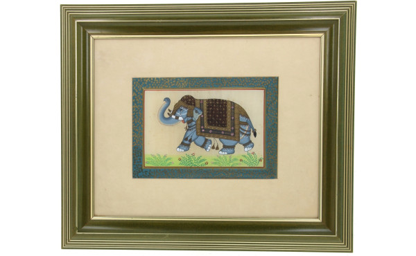 INDE "Eléphant", soie peinte, 19,5 x 28 