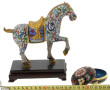 CHINE - Cheval en cloisonné sur socle bo