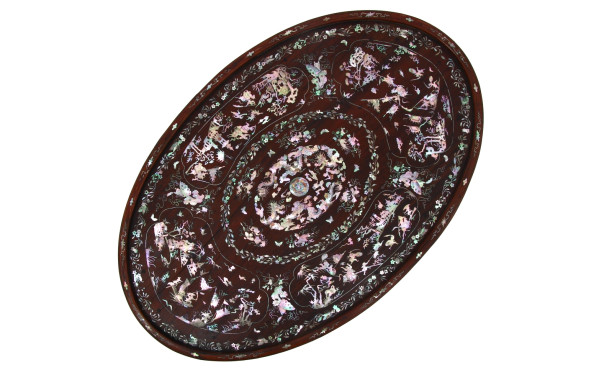 Indochine - Plateau ovale en bois exotiq