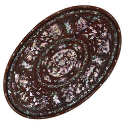 Indochine - Plateau ovale en bois exotiq