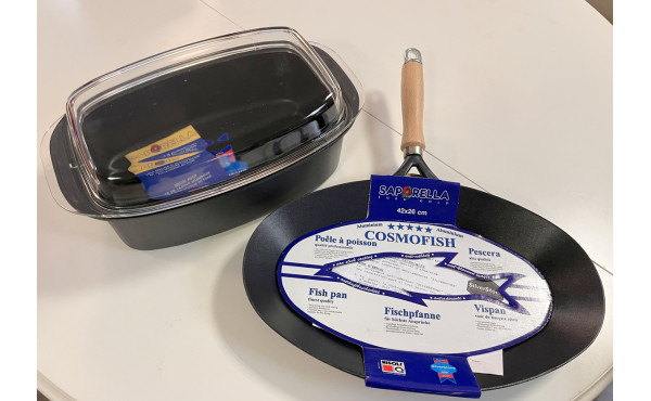 Poêle à poisson en aluminium anti-adhére