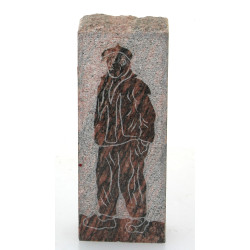 Bloc de granit rose à décor d'un marin d