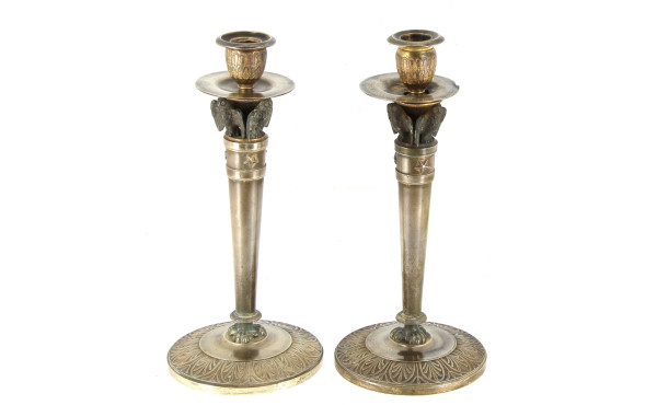 Paire de flambeaux style Empire en bronz