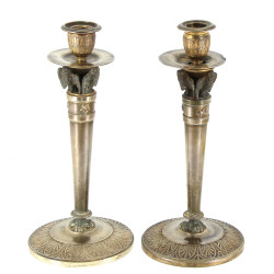 Paire de flambeaux style Empire en bronz