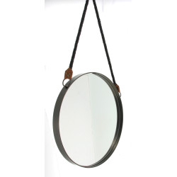 Miroir rond moderne, entourage métal, di