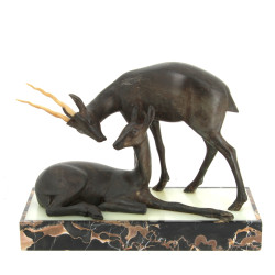 Deux gazelles, sujet en métal compositio