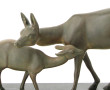 "Biche et son petit", sujet en métal com