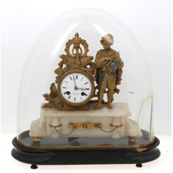 Pendule fin XIXème en régule et onyx, av