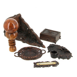 Lot de 7 objets en bois et trompe-l'œil 