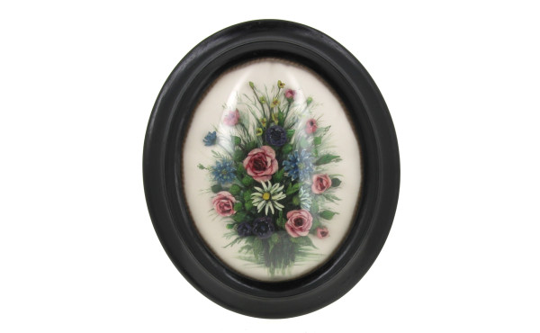 Cadre en bois noirci et verre bombé garn