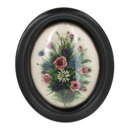 Cadre en bois noirci et verre bombé garn