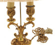 Petite lampe à deux binets en bronze dor