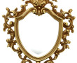 Petit miroir rocaille en bronze doré, H 