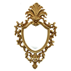 Petit miroir rocaille en bronze doré, H 