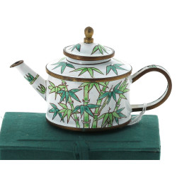 Théière miniature en métal émaillé à déc