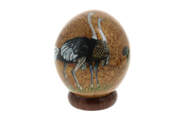 Oeuf d'autruche à décor peint d'autruche