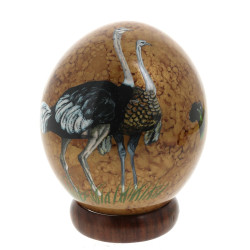 Oeuf d'autruche à décor peint d'autruche